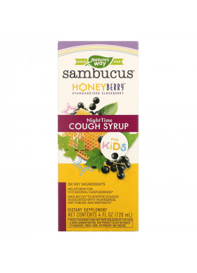 Nature's Way, Sambucus for Kids,  HoneyBerry NightTime Cough Syrup, 4 fl oz (120 ml)