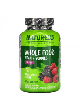 NATURELO, Whole Food Vitamin Gummies for Kids, Berry Flavored, 90 Gummies