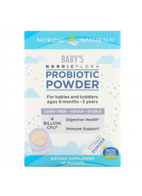 Nordic Naturals, Nordic Flora Baby's Probiotic Powder, Ages 6 Months - 3 Years, 4 Billion CFU, 30 Packets