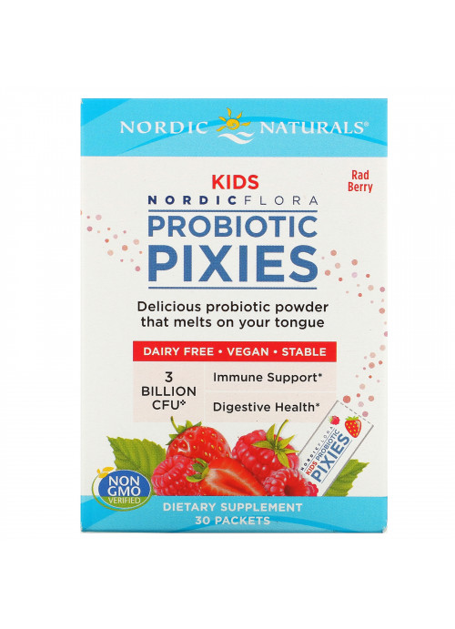 Nordic Naturals, Nordic Flora Kids, Probiotic Pixies, Rad Berry, 3 Billion CFU, 30 Packets