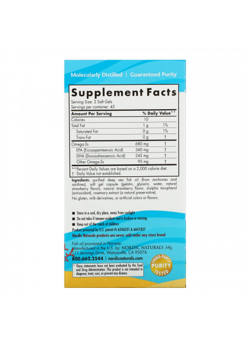 Nordic Naturals, Ultimate Omega Junior,  Ages 6-12, Strawberry, 680 mg, 90 Mini Soft Gels