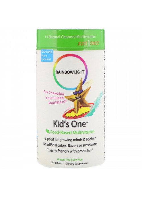 Rainbow Light, Kid's One, MultiStars, Food-Based Multivitamin, Fruit Punch, 90 Tablets