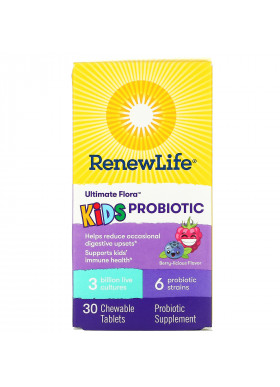 Renew Life, Ultimate Flora, Kids Probiotic, Berry-licious, 3 Billion Live Cultures, 30 Chewable Tablets