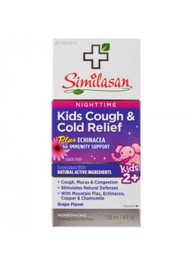 Similasan, Kids Cough & Cold Relief, Nighttime, Kids 2+, Grape Flavor, 4 fl oz (118 ml)