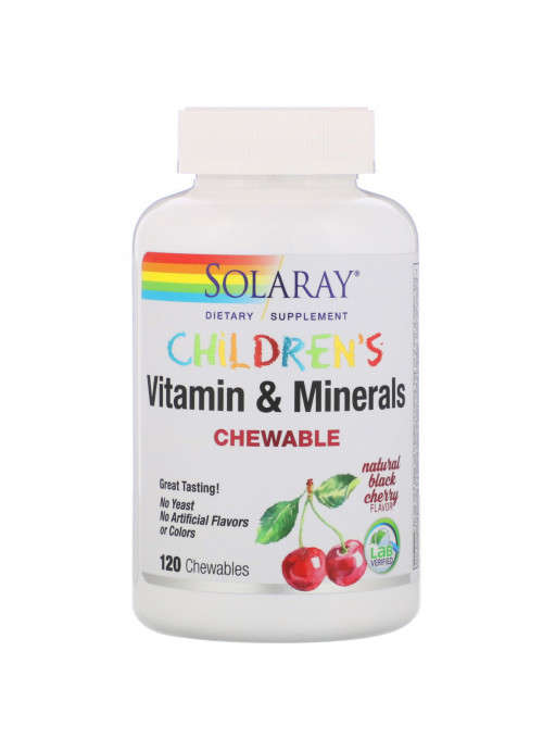 Solaray, Children's Chewable Vitamin and Minerals, Natural Black Cherry Flavor, 120 Chewables