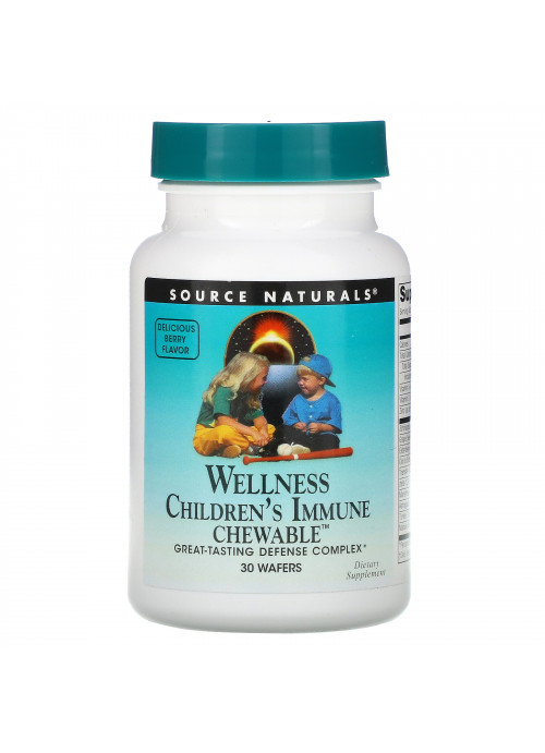 Source Naturals, Wellness, Children's Immune Chewable, Delicious Berry Flavor, 30 Wafers