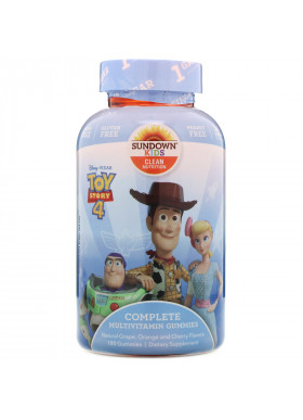 Sundown Naturals Kids, Complete Multivitamin Gummies, Toy Story 4, Natural Grape, Orange & Cherry Flavors, 180 Gummies
