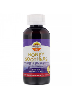 Sundown Naturals Kids, Honey Soothers, Nighttime Cough Syryp, Buzzin' Berry, 4 oz (118 ml)