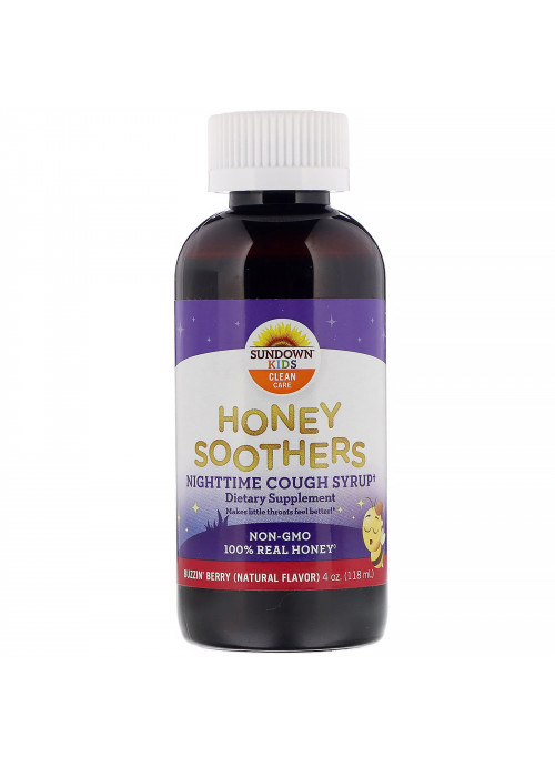 Sundown Naturals Kids, Honey Soothers, Nighttime Cough Syryp, Buzzin' Berry, 4 oz (118 ml)
