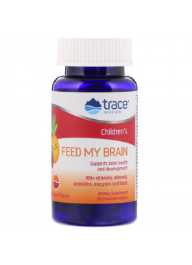 Trace Minerals Research, Children's, Feed My Brain, Fruit Punch Flavor, 60 Chewable Wafers