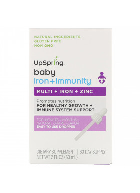 UpSpring, Baby, Iron + Immunity, Natural Grape Flavor, 2 fl oz (60 ml)
