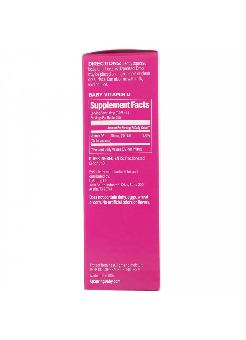 UpSpring, Baby, Liquid D3 Drops, Vitamin D,  0.31 fl oz (9.13 ml)