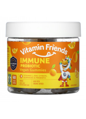 Vitamin Friends, Immune Probiotic Vegan Gummies, Orange, 60 Pectin Gummies