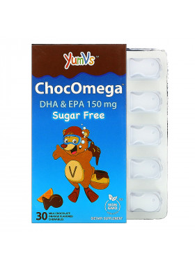 YumV's, ChocOmega, DHA & EPA, Milk Chocolate Orange Flavored, Sugar Free, 150 mg, 30 Chewables