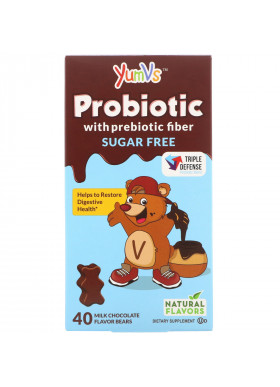 YumV's, Probiotic with Prebiotic Fiber, Milk Chocolate, Sugar-Free, 40 Bears