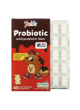 YumV's, Probiotic with Prebiotic Fiber, White Chocolate , 40 Bears