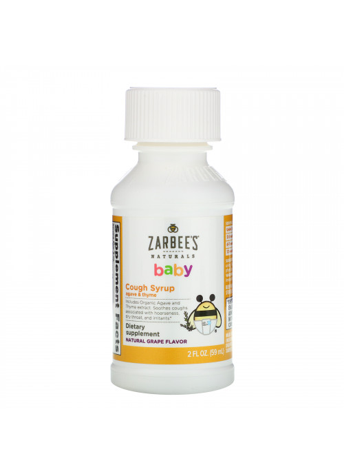Zarbee's, Baby, Cough Syrup, Agave & Thyme, Natural Grape Flavor, 2 fl oz (59 ml)