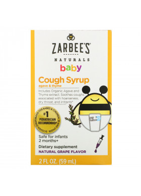 Zarbee's, Baby, Cough Syrup, Agave & Thyme, Natural Grape Flavor, 2 fl oz (59 ml)