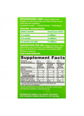 Zarbee's, Baby, Cough Syrup + Mucus, Agave and Ivy Leaf, Natural Grape Flavor, 2 fl oz (59 ml)