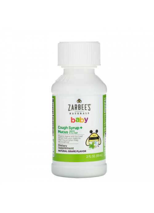 Zarbee's, Baby, Cough Syrup + Mucus, Agave and Ivy Leaf, Natural Grape Flavor, 2 fl oz (59 ml)
