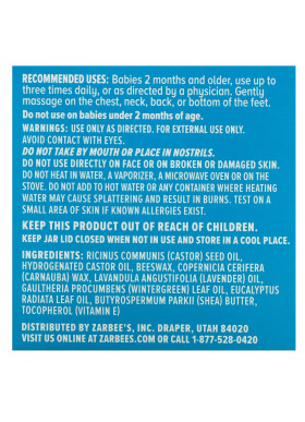 Zarbee's, Baby, Soothing Chest Rub with Eucalyptus, Lavender & Beeswax, 1.5 oz (42 g)