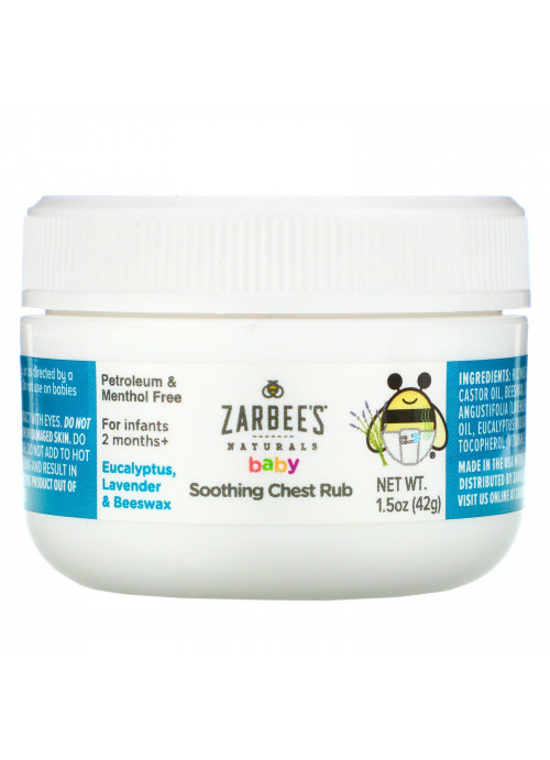 Zarbee's, Baby, Soothing Chest Rub with Eucalyptus, Lavender & Beeswax, 1.5 oz (42 g)