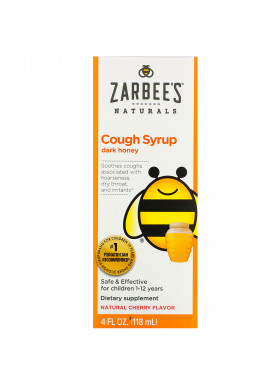 Zarbee's, Children's Cough Syrup, Dark Honey, For Children 12 Months+, Natural Cherry Flavor, 4 fl oz (118 ml)