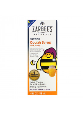 Zarbee's, Children's Nighttime Cough Syrup, Dark Honey, For Children 2 Years+, Natural Grape Flavor, 4 fl oz (118 ml)