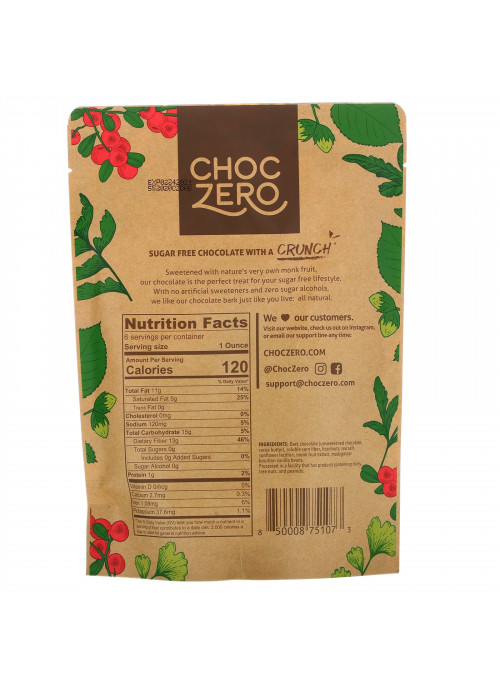 ChocZero, Dark Chocolate With Sea Salt, Hazelnuts, Sugar Free,  6 Bars, 1 oz Each