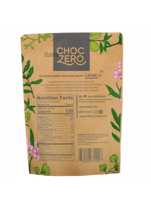 ChocZero, Milk Chocolate, Almonds, No Sugar Added, 6 Bars, 1 oz Each