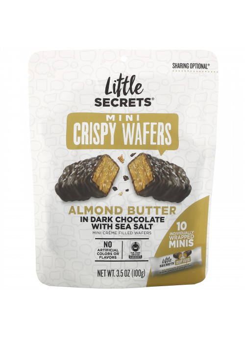 Little Secrets, Mini Crispy Wafers, Almond Butter in Dark Chocolate with Sea Salt, 10 Individually Wrapped Minis, 3.5 oz (100 g)