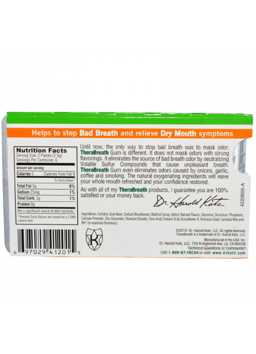 TheraBreath, Fresh Breath, Sugar Free Chewing Gum, Mild Vanilla Mint Flavor, 12 Pieces