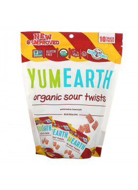 YumEarth, Organic Sour Twists, Watermelon Lemonade, 10 Snack Packs, 0.7 oz (19.8 g) Each