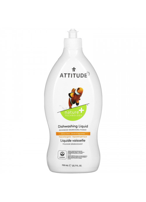 ATTITUDE, Dishwashing Liquid, Citrus Zest, 23.7 fl oz (700 ml)