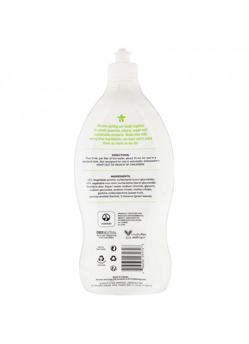 ATTITUDE, Dishwashing Liquid, Green Apple & Basil, 23.7 fl oz (700 ml)