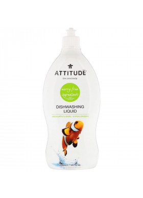 ATTITUDE, Dishwashing Liquid, Green Apple & Basil, 23.7 fl oz (700 ml)