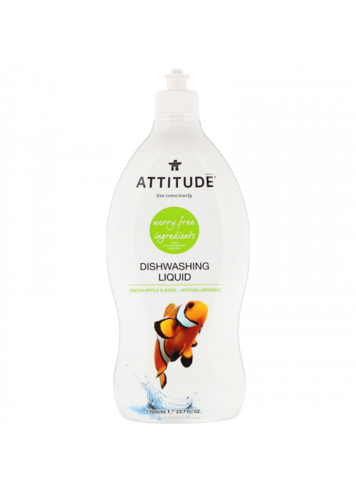 ATTITUDE, Dishwashing Liquid, Green Apple & Basil, 23.7 fl oz (700 ml)