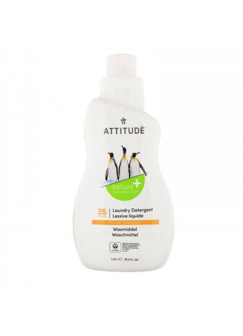 ATTITUDE, Laundry Detergent, 35 Loads, Citrus Zest, 35.5 fl oz (1.05 l)
