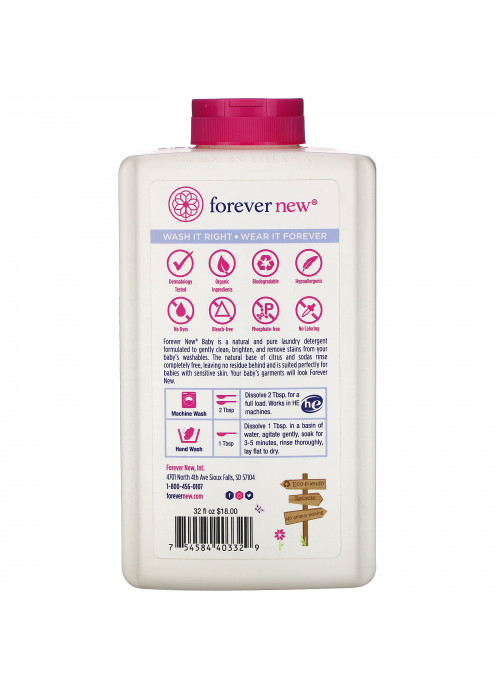 Forever New, Baby, Fabric Care Wash, Liquid, Clean Cotton, 32 oz (946 ml)