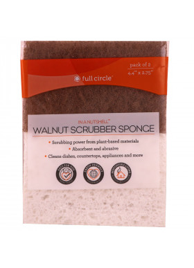 Full Circle, In A Nutshell, Walnut Scrubber Sponge, 2 Pack, 4.4