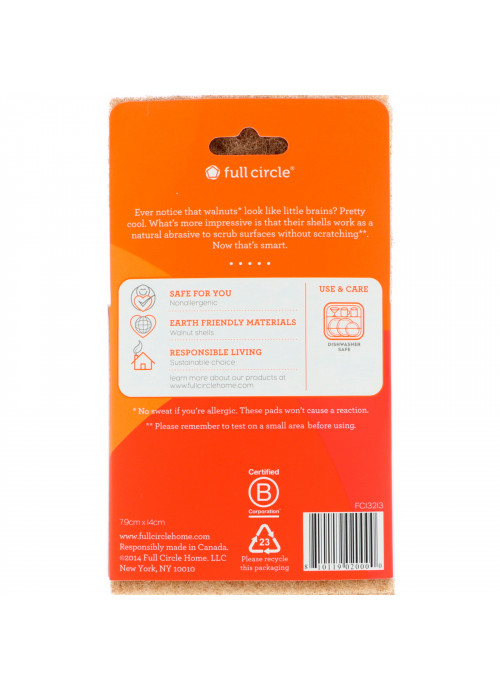 Full Circle, Neat Nut, Walnut Shell Scour Pads, 3 Pack
