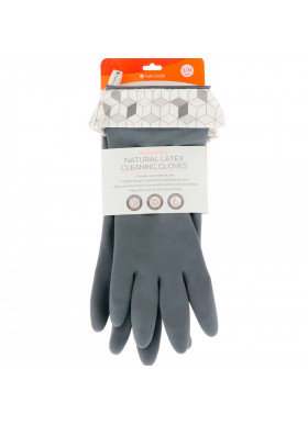 Full Circle, Splash Patrol, Natural Latex Cleaning Gloves, Size S/M, Grey, 1 Pair