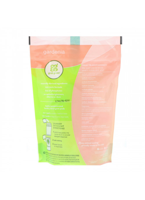 Grab Green, 3-in-1 Laundry Detergent Pods, Gardenia, 24 Loads, 13.5 oz (384 g)