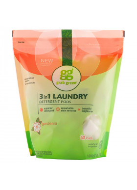 Grab Green, 3-in-1 Laundry Detergent Pods, Gardenia, 60 Loads,2lbs, 6oz (1,080 g)