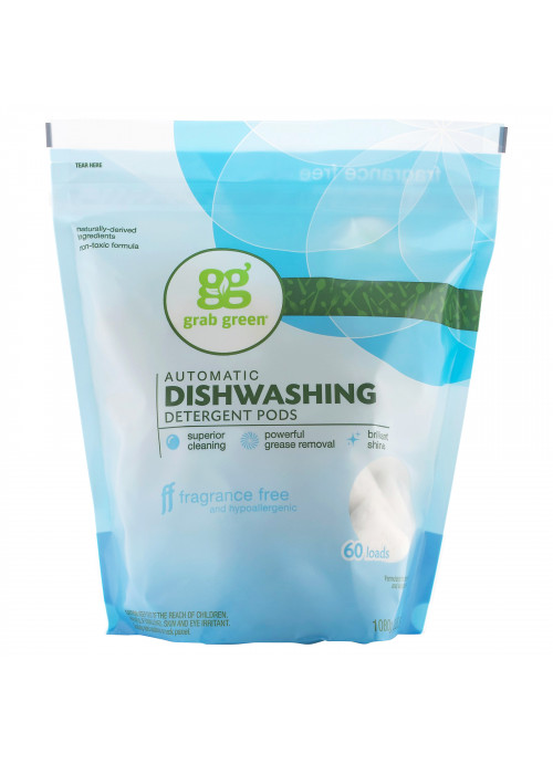 Grab Green, Automatic Dishwashing Detergent Pods, Fragrance Free, 60 Loads,2lbs, 6oz (1,080 g)