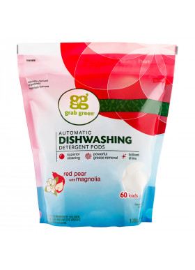 Grab Green, Automatic Dishwashing Detergent Pods, Red Pear with Magnolia, 60 Loads, 2 lbs 4 oz (1,080 g)