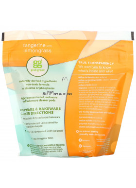 Grab Green, Cookware & Bakeware Cleaner Pods, Tangerine with Lemongrass, 15 Pods, 7.4 oz (210 g)