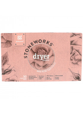 Grab Green, Stoneworks, Dryer Sheets, Rose Petal, 50 Sheets