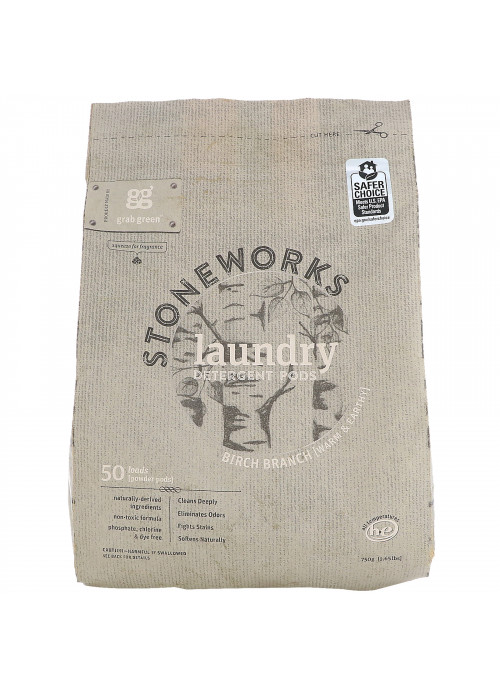 Grab Green, Stoneworks, Laundry Detergent Pods, Birch Branch, 50 Loads, 1.65 lbs (750 g)