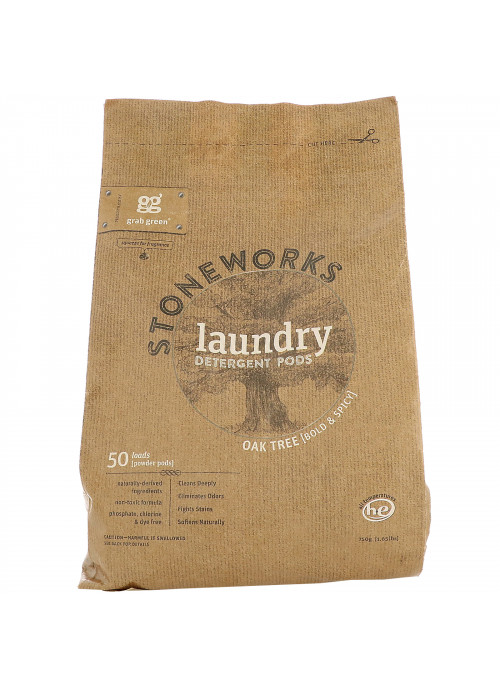 Grab Green, Stoneworks, Laundry Detergent Pods, Oak Tree, 50 Loads, 1.65 lbs (750 g)